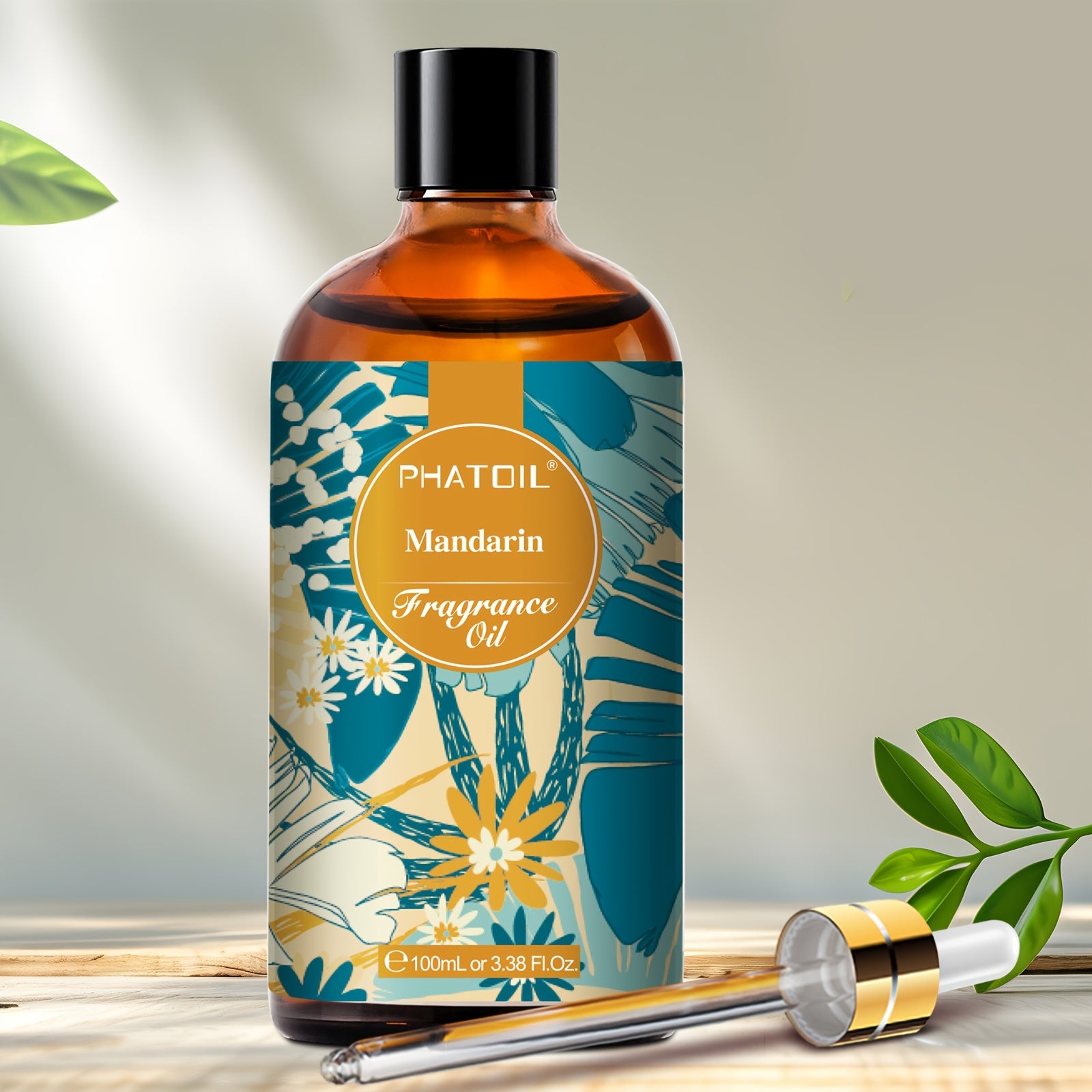 PHATOIL Mandarin Fragrance Oil, 100Ml/3.38Fl.Oz, Multipurpose Scented Liquid for Diffusers, Humidifiers, Candles, Mood Lifting, Long-Lasting Aroma