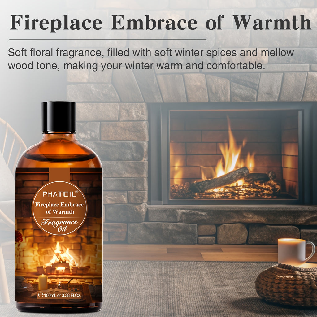 Fireplace Embrace of Warmth Essential Oil, 3.38fl.oz - Versatile Scent for Diffusers & Candles, Long-Lasting Aroma by PHATOIL