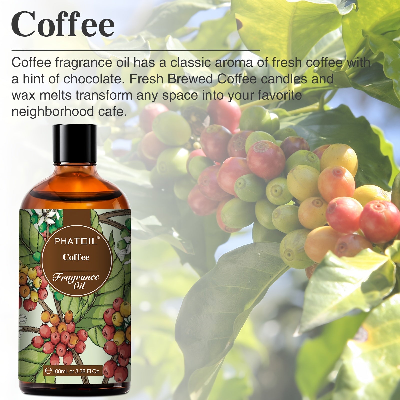 Coffee Scented Oil, 3.38fl.oz - Long-Lasting Aroma for Diffusers & Candles, Perfect for Home Fragrance